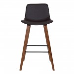 Maddie Contemporary 26" Barstool in Walnut Wood Finish and Brown Faux Leather