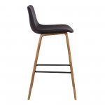 Maddie Contemporary 26" Barstool in Walnut Wood Finish and Brown Faux Leather