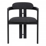 Jazmin Dining Chair in Black Brushed Wood Finish and Charcoal Fabric - Set of 2