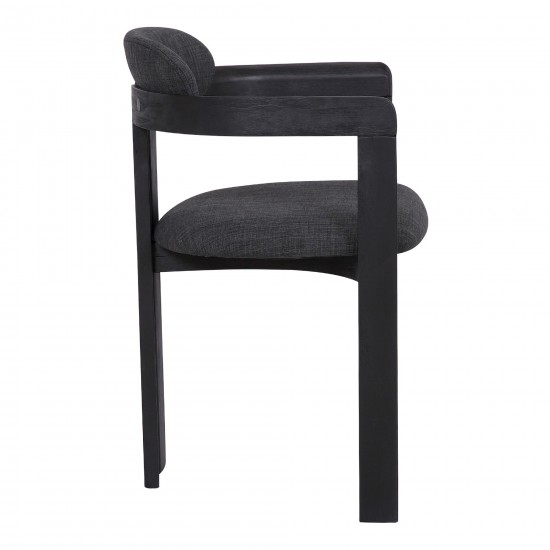 Jazmin Dining Chair in Black Brushed Wood Finish and Charcoal Fabric - Set of 2