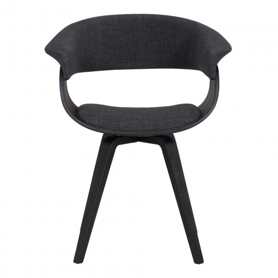 Summer Contemporary Dining Chair in Black Brush Wood Finish and Charcoal Fabric