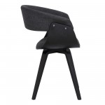 Summer Contemporary Dining Chair in Black Brush Wood Finish and Charcoal Fabric