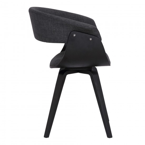 Summer Contemporary Dining Chair in Black Brush Wood Finish and Charcoal Fabric