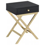 ACME Coleen Side Table, Black & Brass