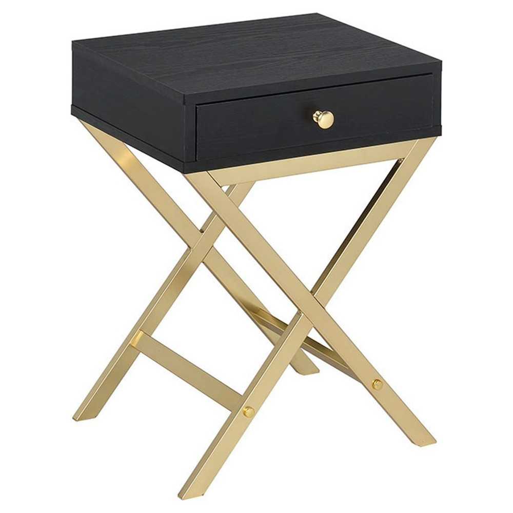 ACME Coleen Side Table, Black & Brass