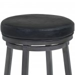 Tilden 30" Bar Height Metal Swivel Backless Barstool in Ford Black Faux Leather