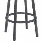 Tilden 30" Bar Height Metal Swivel Backless Barstool in Ford Black Faux Leather