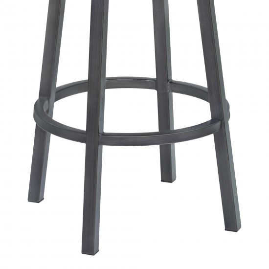 Tilden 30" Bar Height Metal Swivel Backless Barstool in Ford Black Faux Leather