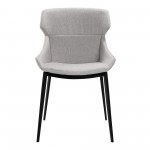 Kenna Modern Dining Chair in Matte Black Finish and Gray Fabric - Set of 2