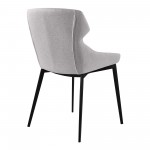 Kenna Modern Dining Chair in Matte Black Finish and Gray Fabric - Set of 2