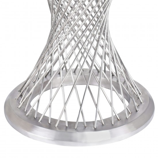 Calypso Dining Table in Brushed Stainless Steel w/ Clear Tempered Glass Top