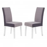 Dalia Modern and Dining Chair in Gray Velvet w/ Acrylic Legs - Set of 2