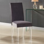 Dalia Modern and Dining Chair in Gray Velvet w/ Acrylic Legs - Set of 2