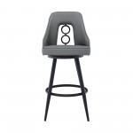 Ruby 26" Counter Height Swivel Grey Faux Leather and Black Metal Bar Stool