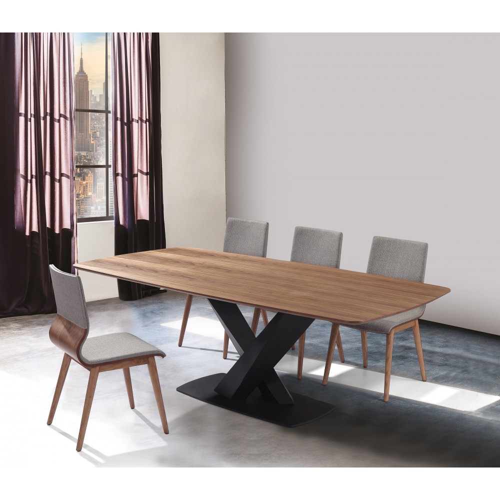 Everett Mid-Century Walnut Wood 5 Piece Dining Set