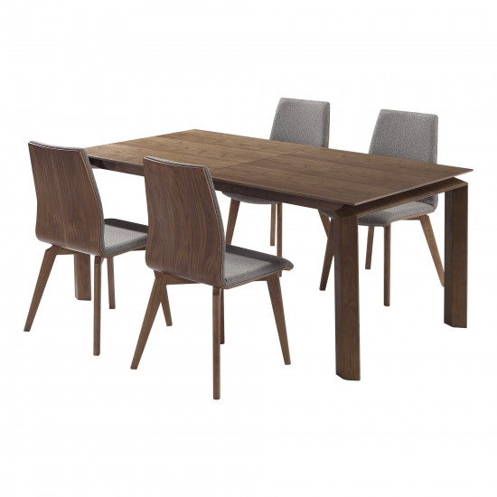 Treviso Mid-Century Walnut Wood 5 Piece Dining Set