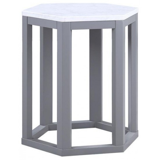 ACME Reon 2Pc Pk End Table, Marble & Gray