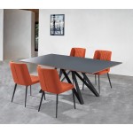 Maine Contemporary Gray Glass 5 Piece Metal Dining Set