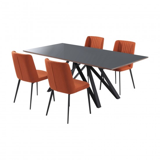 Maine Contemporary Gray Glass 5 Piece Metal Dining Set