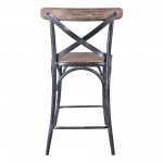 Sloan 26” Industrial Grey and Pine Wood X-Back Counter Height Counter Stool