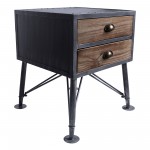 Mathis Industrial 2-Drawer End Table in Industrial Gray and Pine Wood