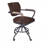 Brice Modern Office Chair in Industrial Gray Finish and Brown Fabric