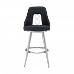 Ruby 26" Counter Height Swivel Black Faux Leather Bar Stool