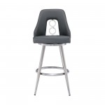 Ruby 26" Counter Height Swivel Grey Faux Leather Bar Stool