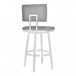 Balboa 30" Bar Height Swivel Vintage Grey and Brushed Stainless Steel Bar Stool