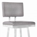 Balboa 30" Bar Height Swivel Vintage Grey and Brushed Stainless Steel Bar Stool