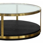 Hattie Contemporary Coffee Table in Brushed Gold Finish and Black Wood