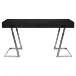 Juniper Contemporary Desk with Polished Stainless Steel Finish and Black Top