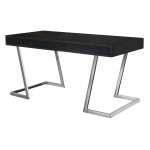 Juniper Contemporary Desk with Polished Stainless Steel Finish and Black Top