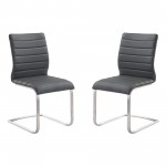 Fusion Contemporary Side Chair In Gray and Stainless Steel - Set of 2