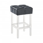 Kara 26" Counter Height Barstool in Gray Faux Leather w/ Acrylic Legs