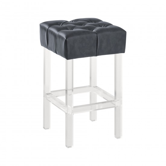 Kara 26" Counter Height Barstool in Gray Faux Leather w/ Acrylic Legs