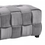 Raven Contemporary Long Ottoman in Gray Velvet