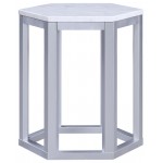 ACME Reon 2Pc Pk End Table, Marble & Silver