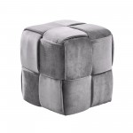 Joy Contemporary Short Ottoman in Gray Velvet