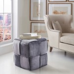 Joy Contemporary Short Ottoman in Gray Velvet