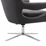 Quinn Adjustable Swivel Accent Chair in Polished Chrome Finish w/ Grey Fabric