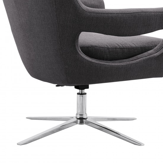 Quinn Adjustable Swivel Accent Chair in Polished Chrome Finish w/ Grey Fabric