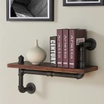 24" Montana Industrial Pine Wood Floating Wall Shelf in Gray and Walnut Finish