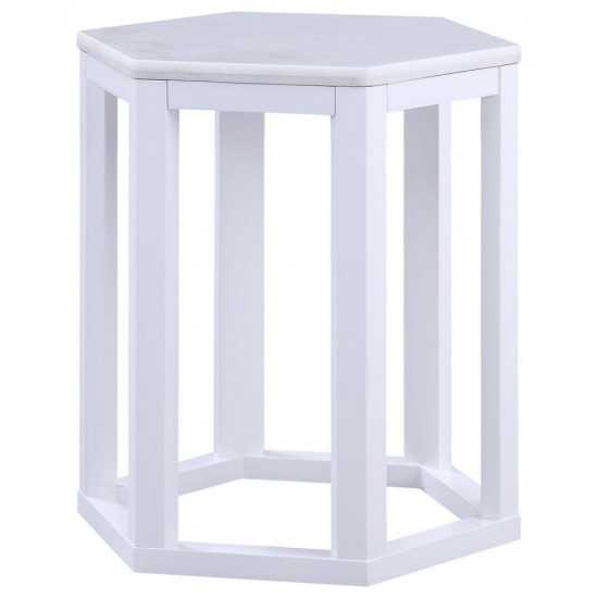 ACME Reon 2Pc Pk End Table, Marble & White