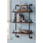 40" Booker Industrial Pine Wood Floating Wall Shelf in Gray and Walnut Finish
