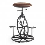 Harlem Adjustable Height Swivel Wrangler Fabric and Metal Bicycle Bar Stool