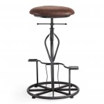 Harlem Adjustable Height Swivel Wrangler Fabric and Metal Bicycle Bar Stool