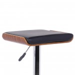 Java Barstool in Chrome finish with Walnut wood and Black Faux Leather