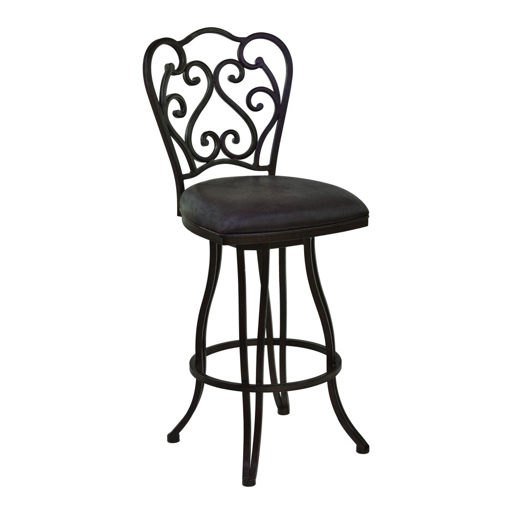 Celeste 30" Bar Height Metal Swivel Barstool in Bandero Espresso Fabric