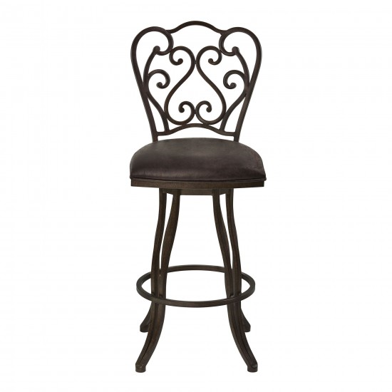 Celeste 30" Bar Height Metal Swivel Barstool in Bandero Espresso Fabric